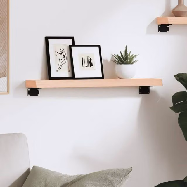 Berkfield Home Wall Mounted Oak Shelf in Light Tan, W/D/H: 60 x 10 x 4 cm – 1
