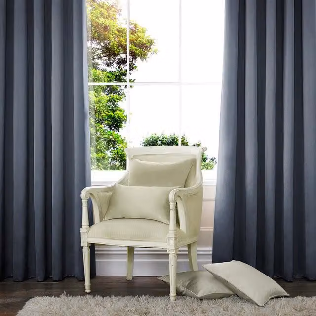 Terrys Made to Measure Blackout Satin Curtain Panel in Wedgewood Blue