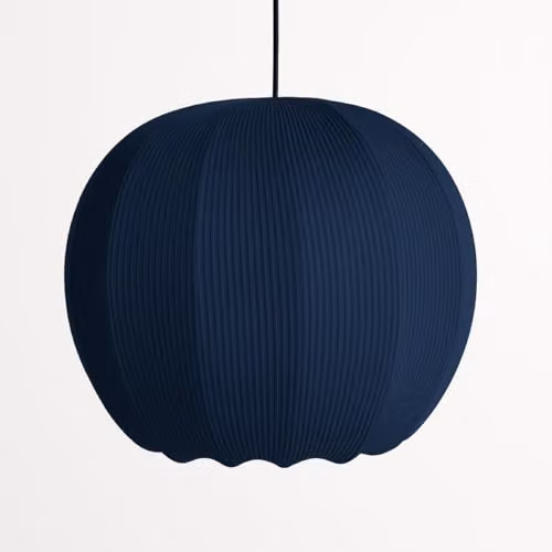 CGC Lighting Round Ribbed Stretch Cotton Fabric Lampshade in Blue – 2