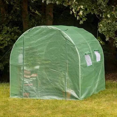Garden Grow Greenhouse Polytunnel with Powder Coated Steel Frame and Netted Windows, W/D/H: 200 x 200 x 192.96 cm – 5