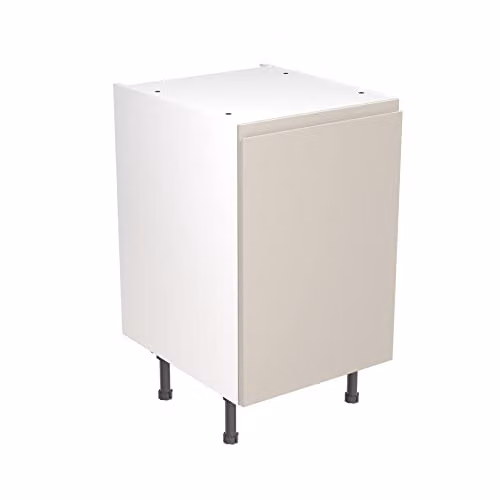 KITCHEN KIT Light Grey Gloss Flatpack Base Cabinet with J-Pull Soft Close Doors, W/D/H: 50 x 50 x 87 cm