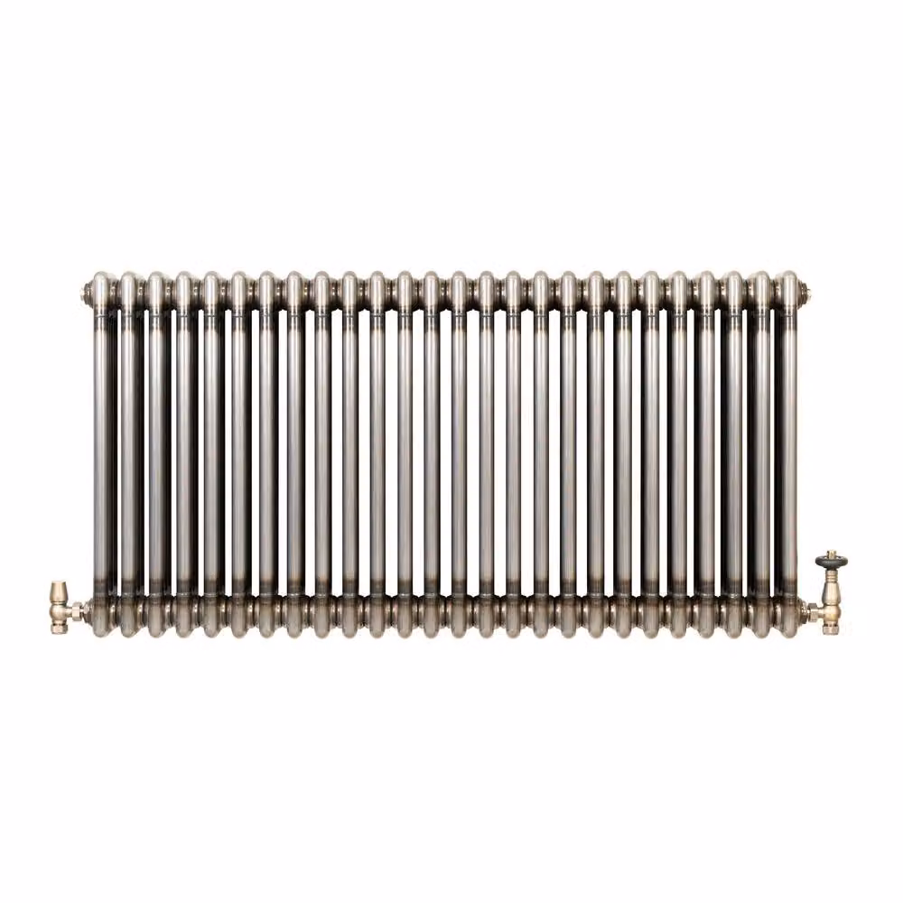 Monstershop Traditional 3 Column Steel Radiator and Valves in Silver, H: 60 cm, W: 119 cm, D: 11 cm – 2