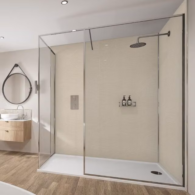 Wetwall Moonlit Sand Laminate Wall Panel Tongue and Groove, W: 88.0 cm, H: 242.0 cm, D: 1.1 cm