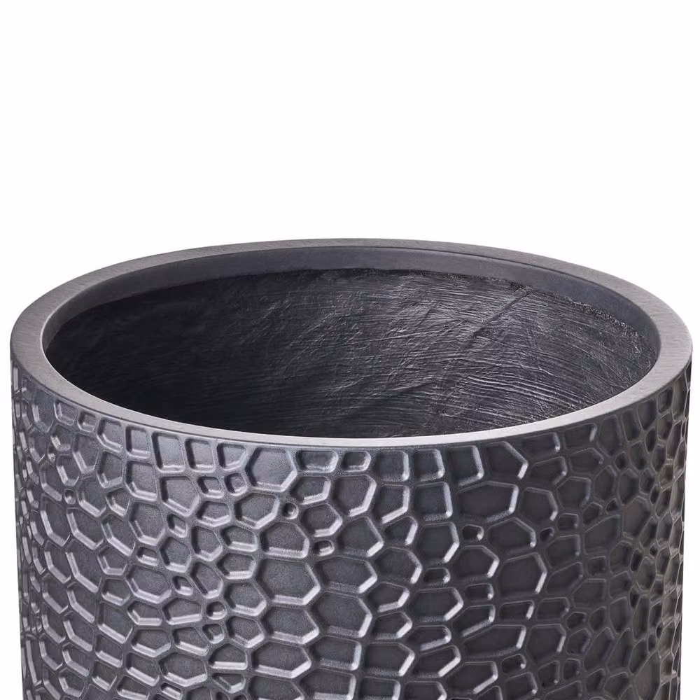 Wyld and Coco Black Round Fibre Clay Planter W: 43 cm, D: 43 cm, H: 42 cm – 4
