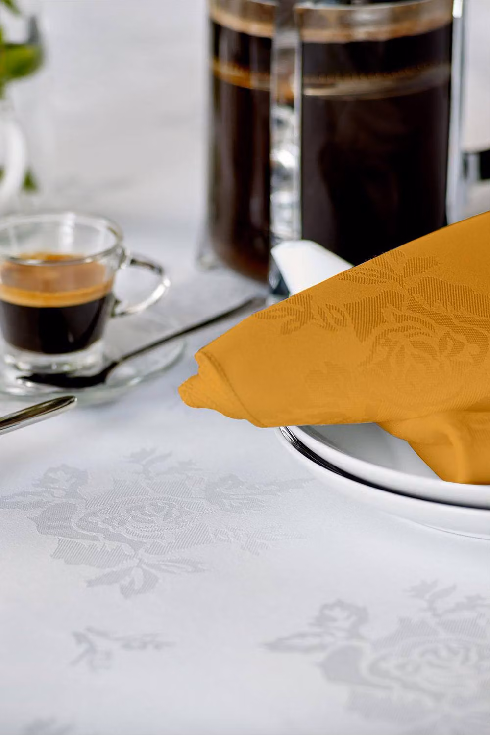 Vision Linens Gold Floral Rose Design Polyester Square Tablecloth W/D: 229 x 229 cm – 2