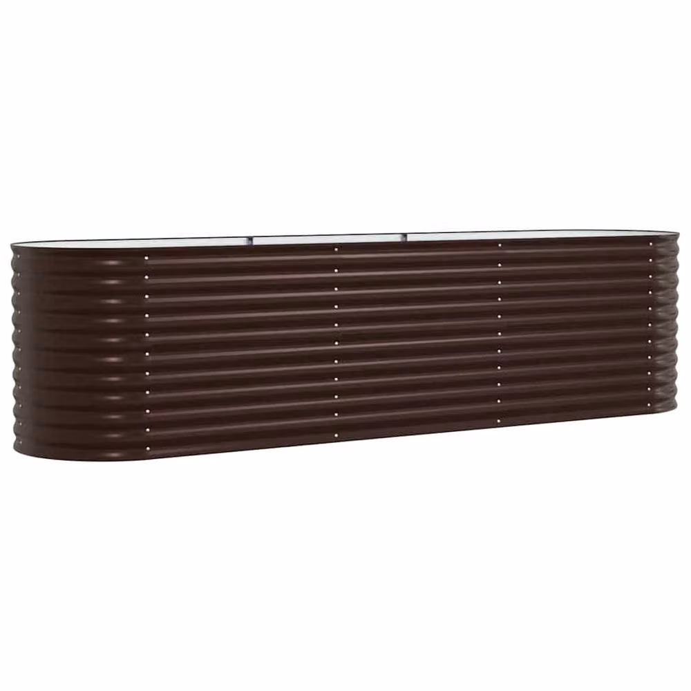 Berkfield Home Garden Brown Galvanised Steel Raised Bed W: 320 cm, D: 80 cm, H: 81 cm – 3