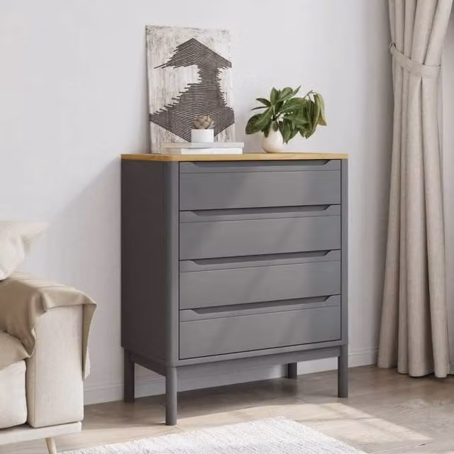 Berkfield Home Floro Chest of Drawers in Grey Solid Pine Wood – 1