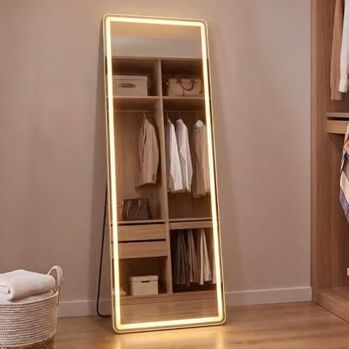 Yezi Full Length LED Dressing Mirror with 3 Colour Touch Lighting in White, H 165 x W 60 cm – 1