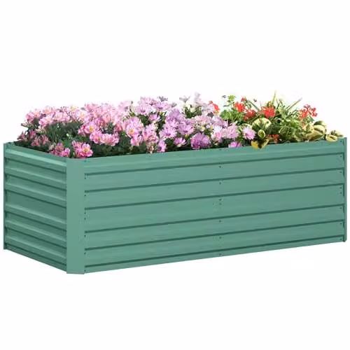 Outsunny Galvanised Steel Raised Bed for Vegetable and Ornamental Gardens, Green, W: 90 cm, D: 90 cm, H: 59 cm