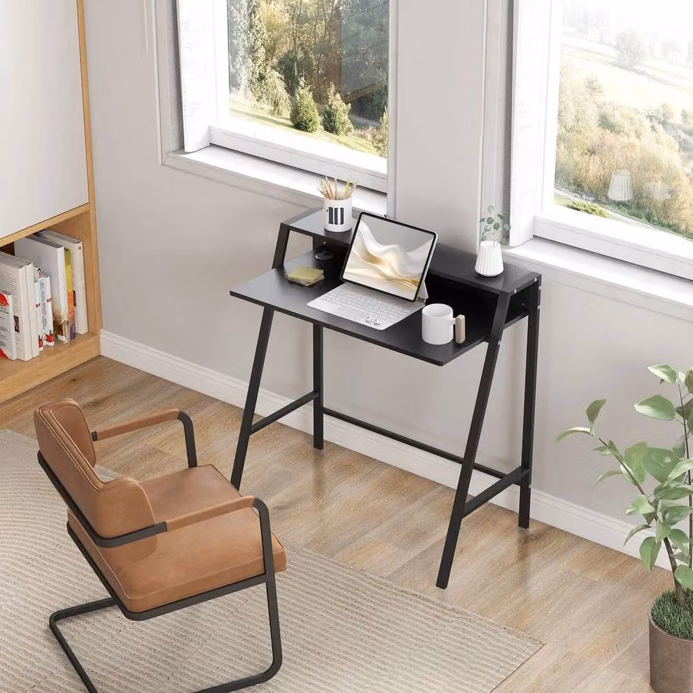 NESTLUNE 2-Tier Modern Computer Workstation in Black, W/D/H: 100 x 100 x 85 cm – 3