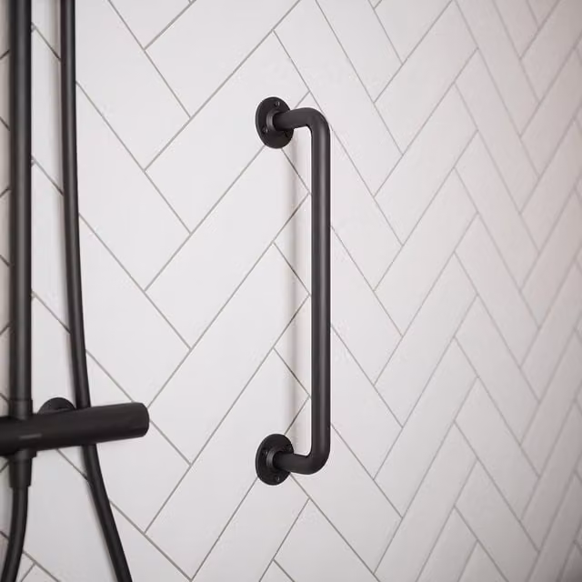 Rothley Matt Black Steel Grab Rail, Length: 45.7 cm