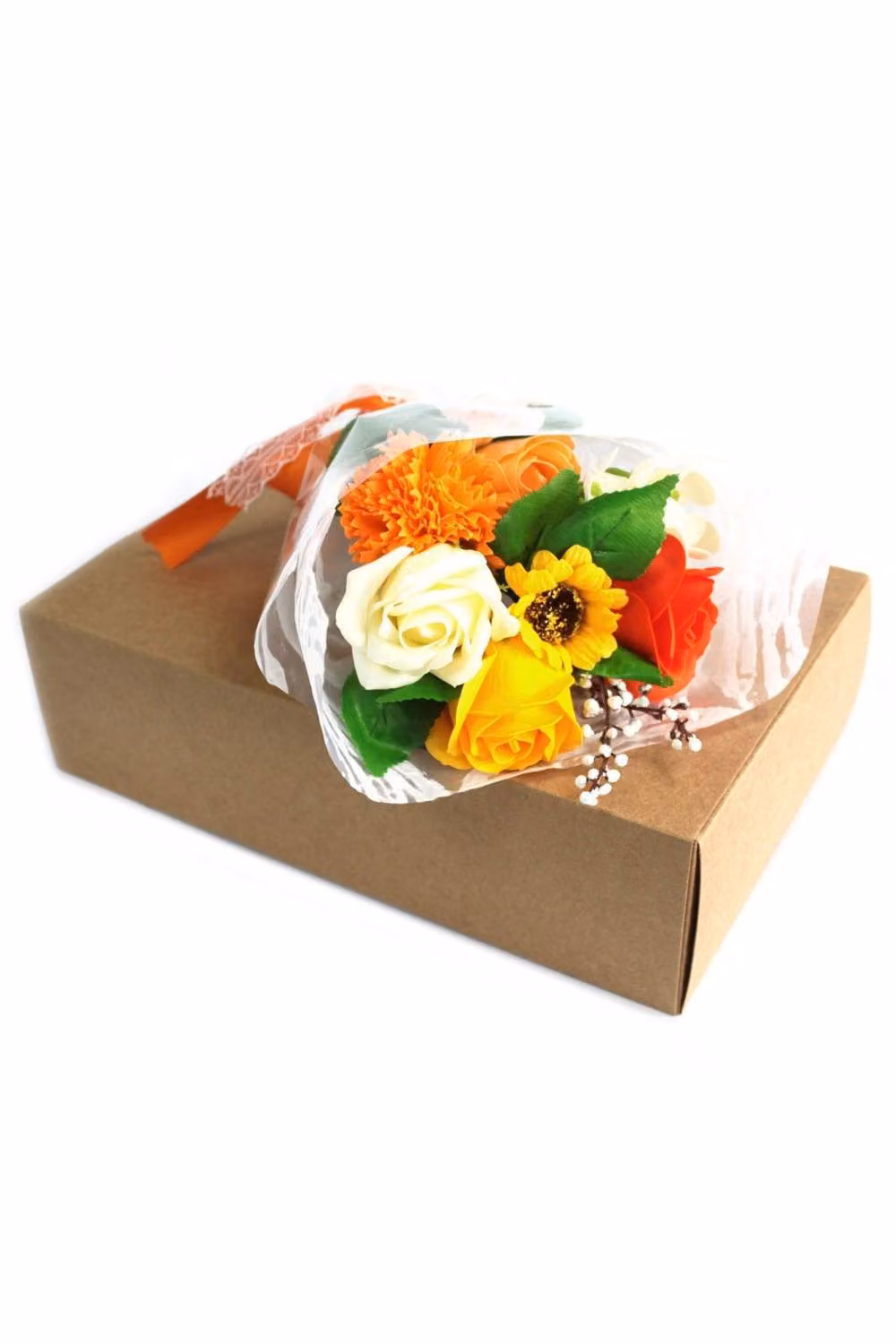 KDMD Orange Floral Hand Soap Flower Bouquet Gift Set in Multicolour Paper Packaging – 2