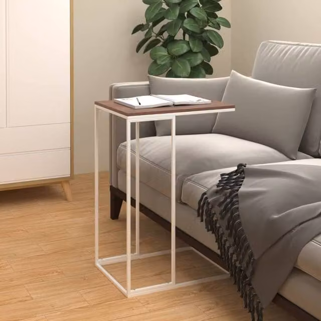 Berkfield Home White Side Table in Engineered Wood, W/D/H: 40 x 30 x 59 cm