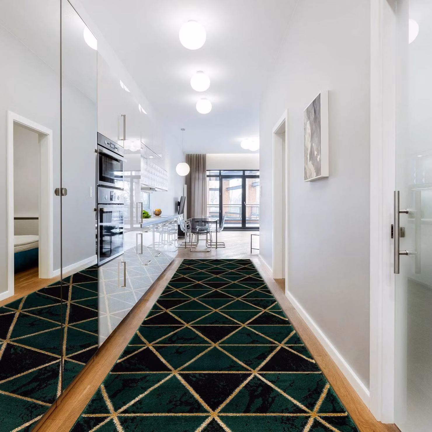 RugsX Exclusive Emerald Green Geometric Runner, W: 80 cm, L: 250 cm – 4