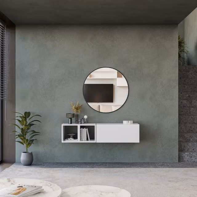 Decorotika Palermo Wall Mounted Entertainment Center in High Gloss White