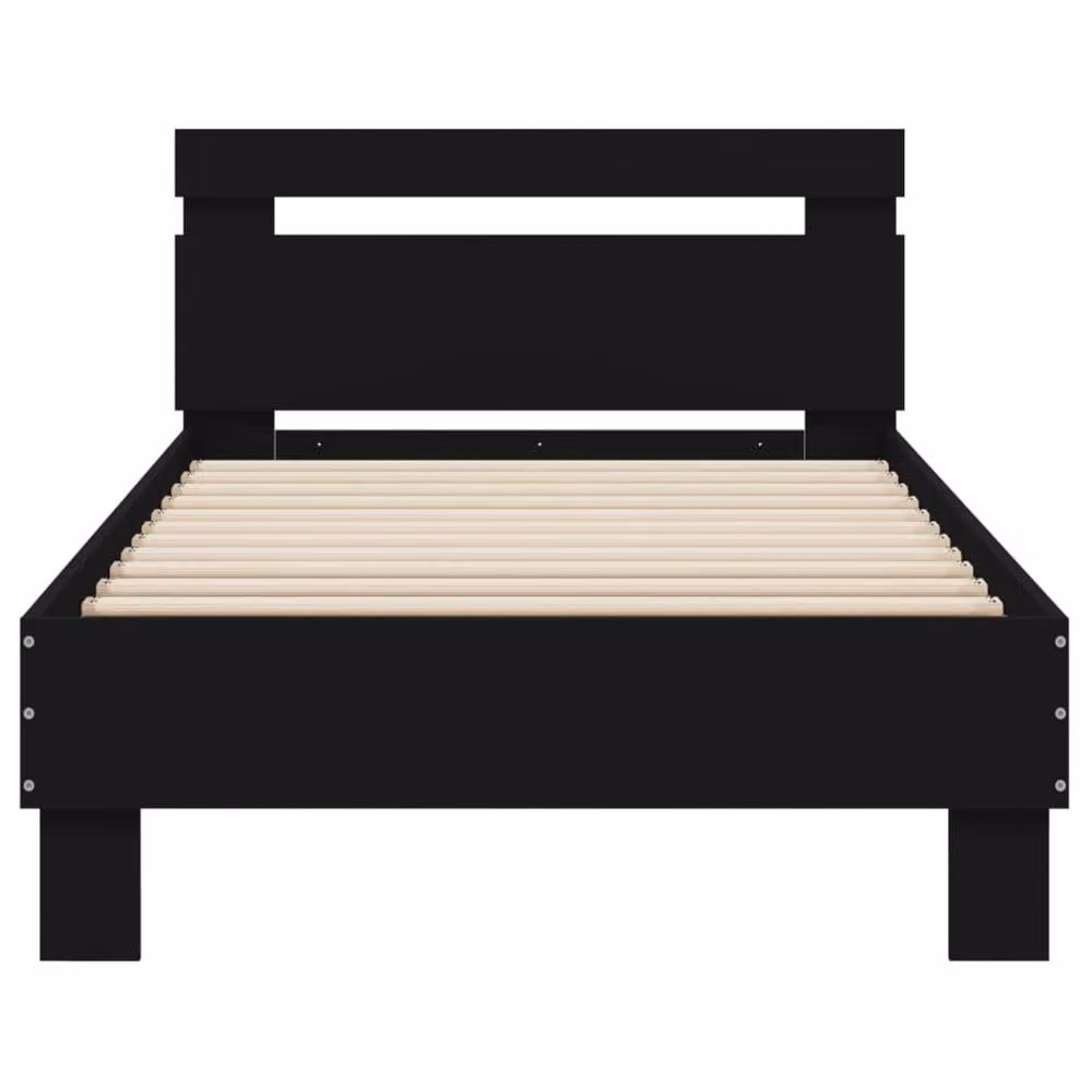 Berkfield Home Durable Bed Frame with Headboard, Black, W/D/H: 80 x 190 x 70 cm – 4