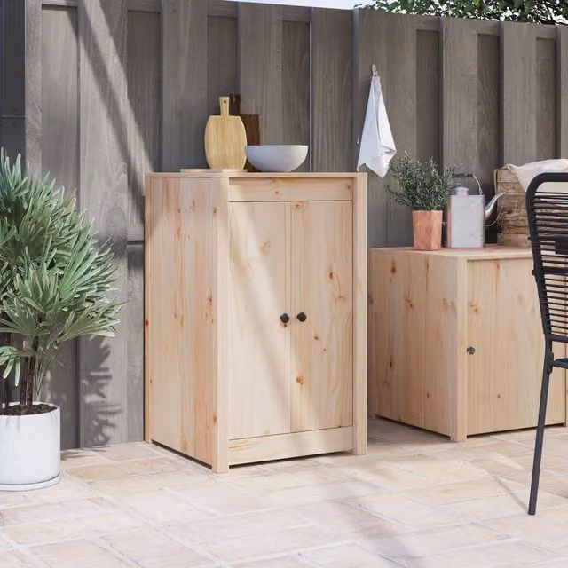 Berkfield Home Outdoor Kitchen Solid Wood Pine Doors in Brown, W/D/H: 50 x 9 x 82 cm