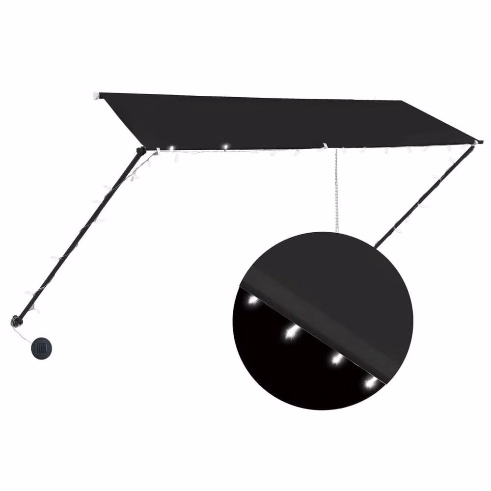 Berkfield Home Retractable Folding Arm Awning with LED in Anthracite and Black, W: 300 cm, D: 150 cm – 3