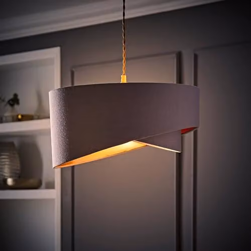 MiniSun Modern Grey and Gold Double Layer Easy Fit Cylinder Ceiling Pendant Light Shade, Width: 40 cm – 3