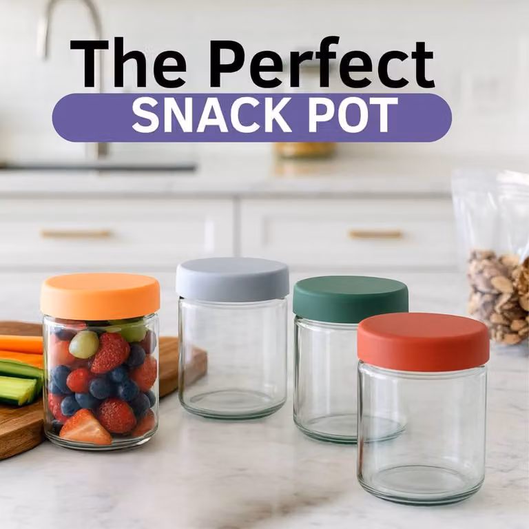 Volila 4 Pack Glass Mason Jars for Overnight Oats and Snacks, Clear, 500ml per jar