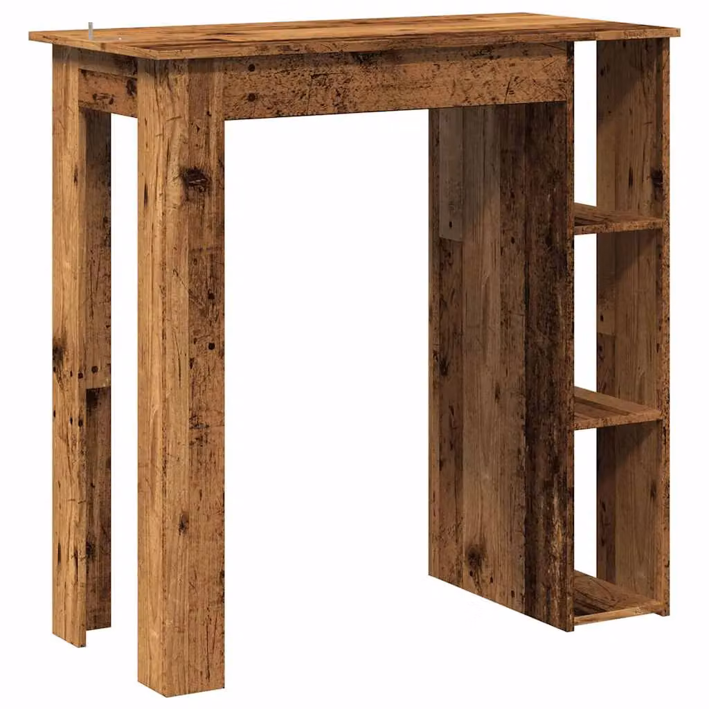 Berkfield Home Bar Table with Shelf in Brown Old Wood, W/D/H: 102 x 50 x 103.5 cm – 5