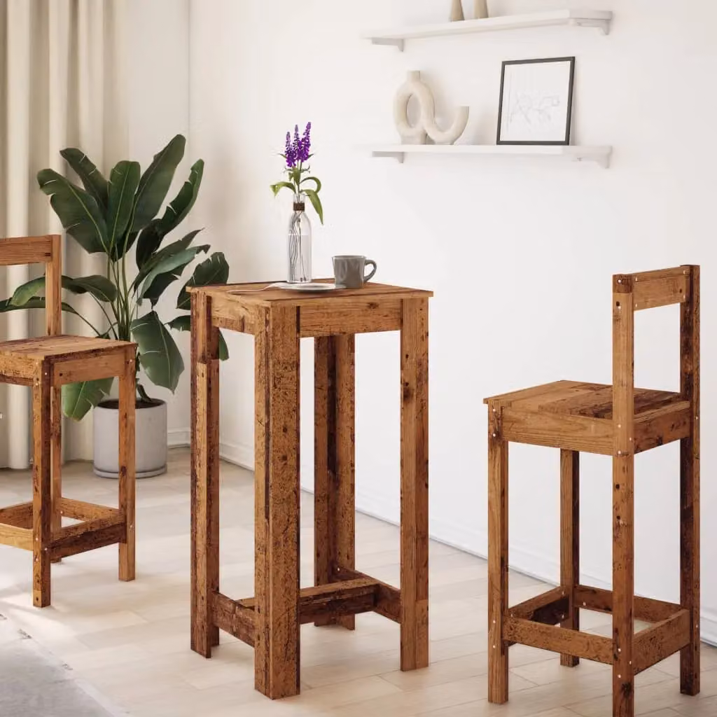 Berkfield Home Bar Table in Brown Old Wood, W: 51 cm, D: 50 cm, H: 103.5 cm – 3