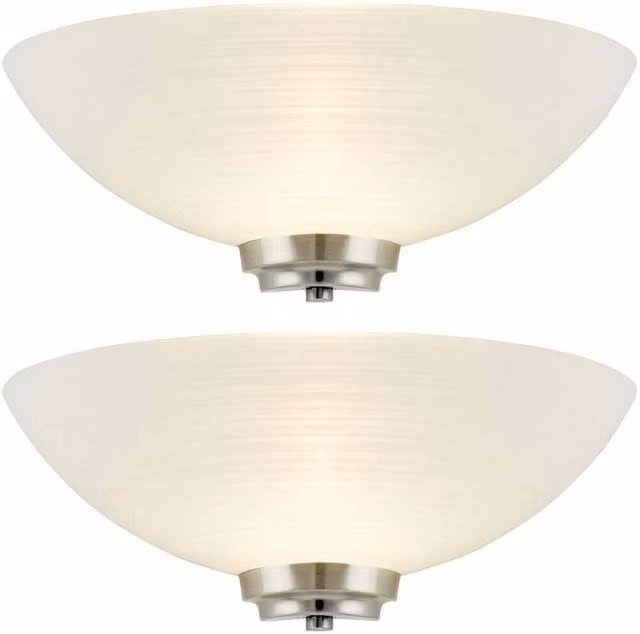 Loops 2 Pack Dimmable LED Wall Lights in Satin Chrome and White with Glass Dome Shades
