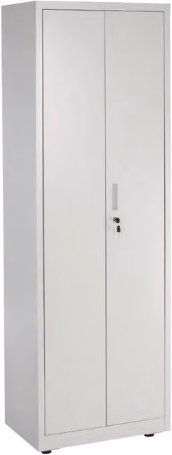 FLAVORA Metal Storage Cabinet in Grey with Adjustable Shelves and Lock, H 180 x W 60 x D 40 cm