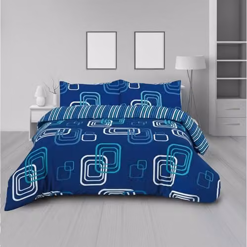 Home Sweet Home UK MonoGrid Design Single Duvet Cover and Pillowcase Set in Blue, Polycotton Bed Linen, W/D/H: 135 x 200 cm – 2