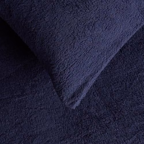 OHS 4 Pack Teddy Fleece Pillowcases, Navy Blue, W/H: 50 x 75 cm – 3