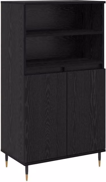 Berkfield Home Modern Black Matt Highboard with Internal Shelves and Hinged Doors in MDF