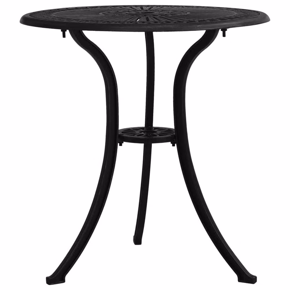 Berkfield Home Round Garden Table in Matt Black Powder Coated Aluminium, W/D/H: 62 x 62 x 65 cm – 2