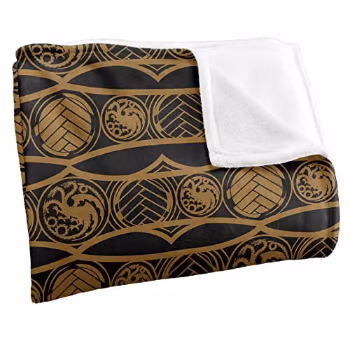 LOGOVISION Game of Thrones House of the Dragon Throw Blanket, White and Multicolour, W/D/H: 152 x 127 cm – 2