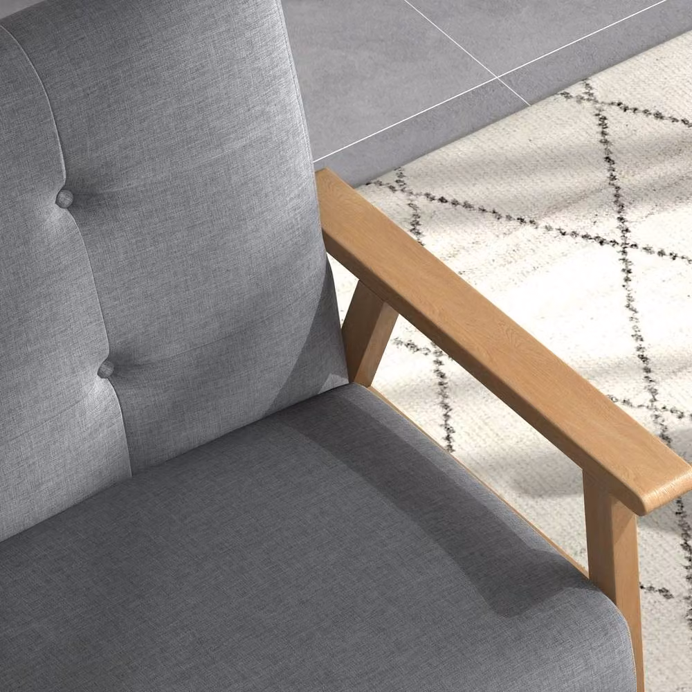NESTLUNE 2-Seater Upholstered Modern Sofa in Grey with Rubberwood Legs – 4