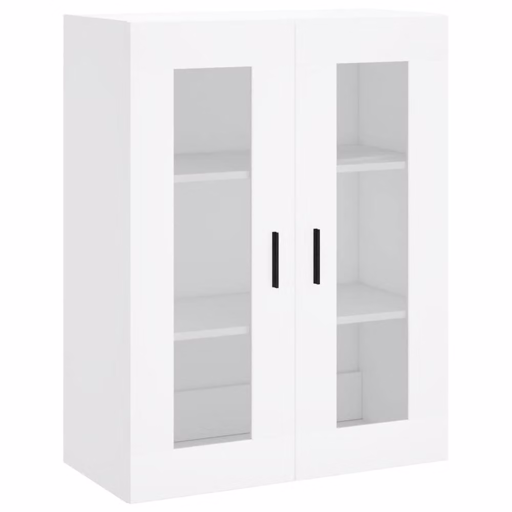 Berkfield Home Wall Mounted Cabinet with Glass Doors, White, W: 69.5 cm, D: 34 cm, H: 90 cm – 3