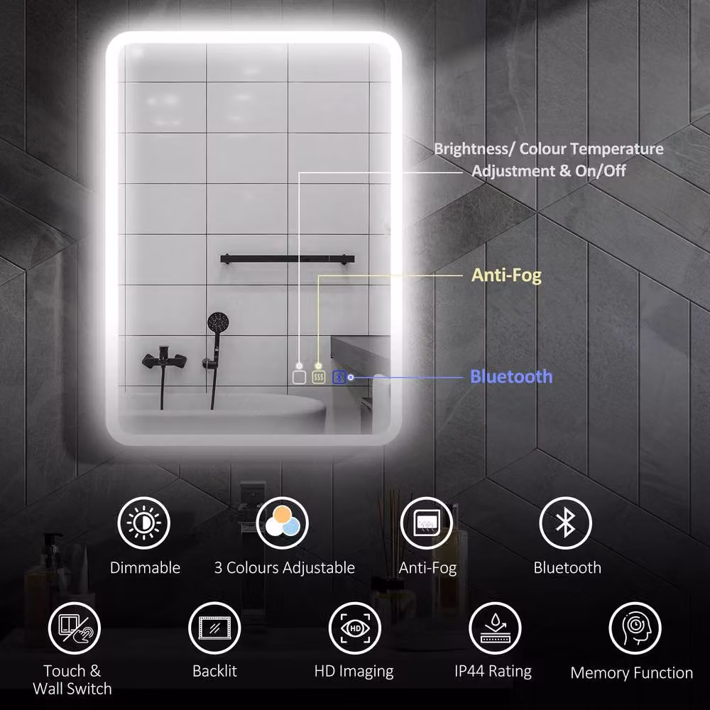 STILVORA LED Bluetooth Bathroom Mirror in Silver – 6