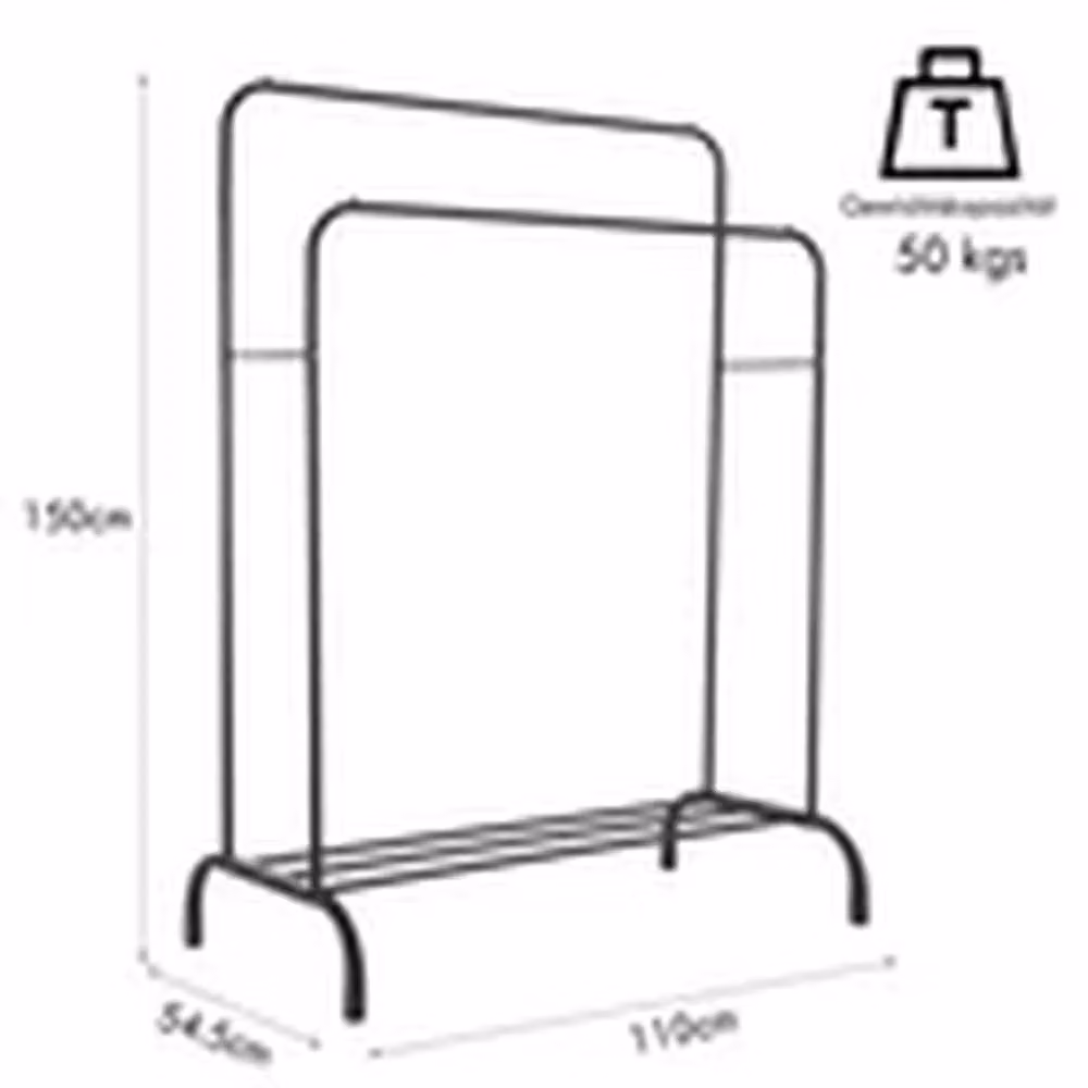 EONLION Heavy Duty Double Clothes Rail and Shoe Storage Rack in Black Metal – 2