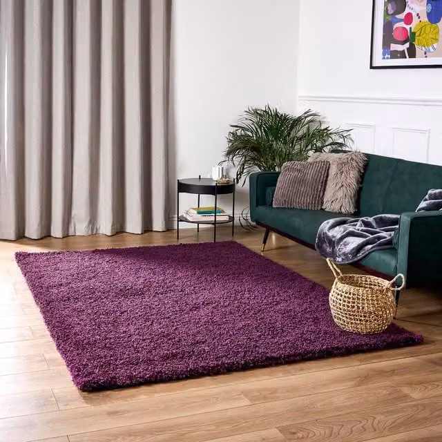 Bravich California Shaggy Rug in Purple, W: 150 cm, D: 80 cm