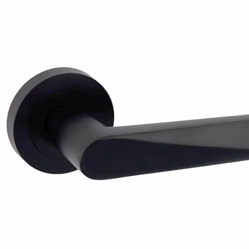AXS Hardware Detroit Internal Door Handles on Rose, Black Aluminium with Antique Brass Finish, 127mm Lever, Concealed Fix – 1
