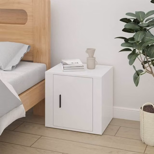 Berkfield Home High Gloss White Bedside Cabinet W/D/H: 50 x 39 x 47 cm – 1