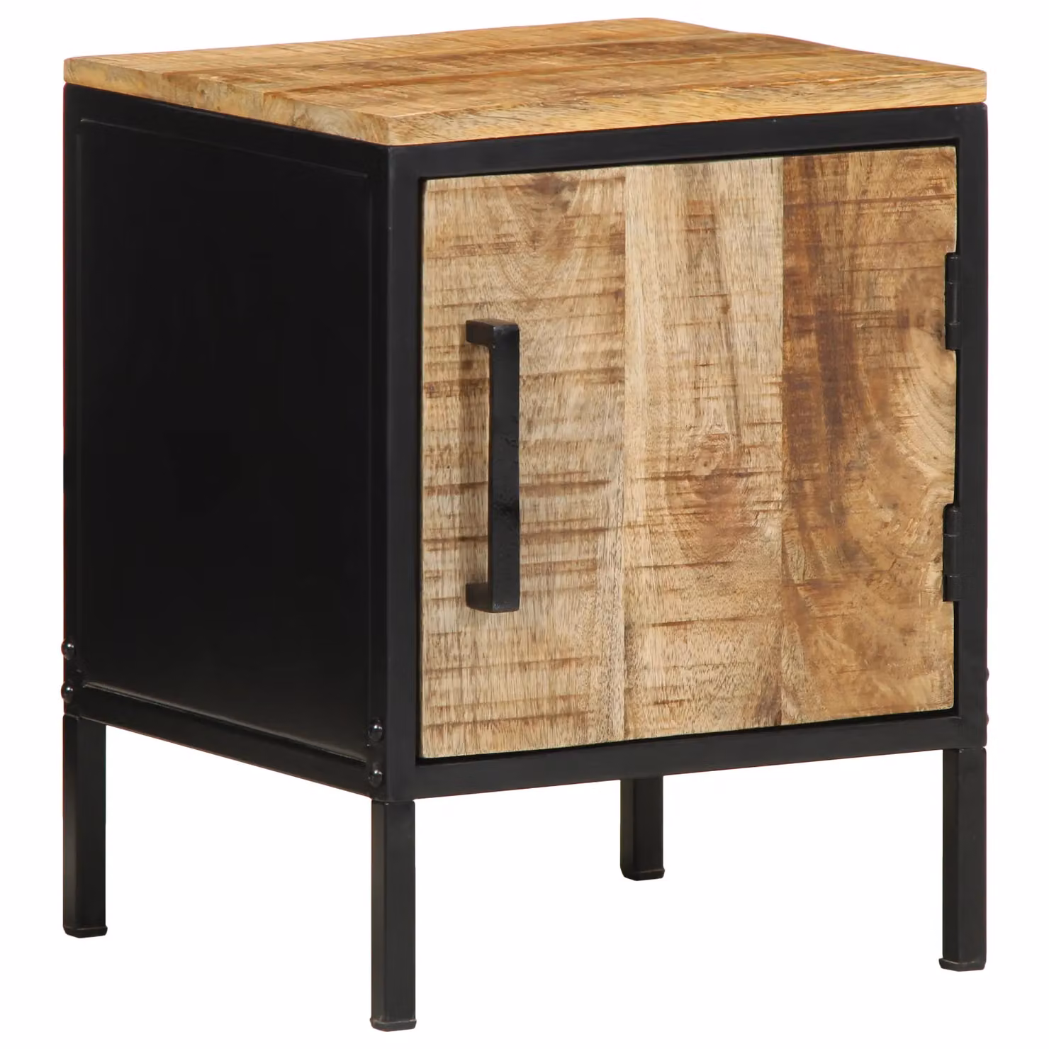 Berkfield Home Bedside Cabinet in Brown Mango Wood and Metal, W/D/H: 30 x 30 x 40 cm – 2