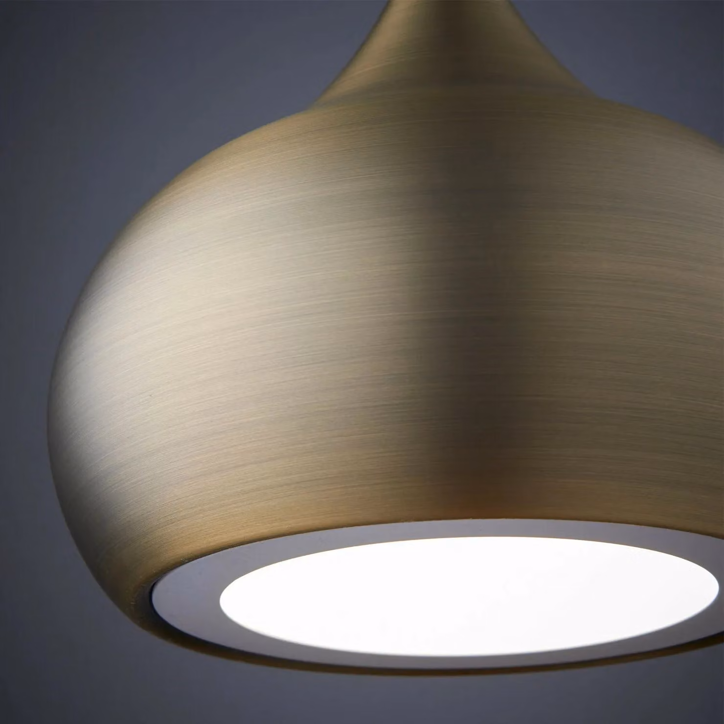 Loops LED Dimmable Dome Pendant Light in Matt Brass and White, 18W Cool White – 3