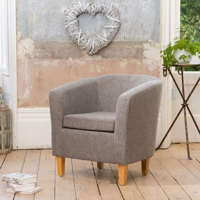 Artemis Home Alderwood Fabric Tub Armchair in Grey, Width: 68 cm