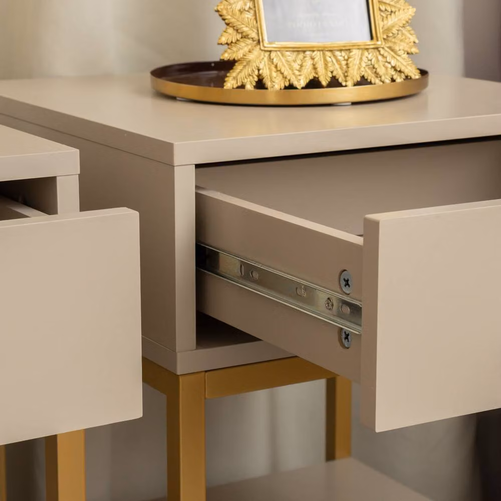 Melody Maison Liana Taupe Range Pair of One Drawer Bedside Tables in Grey – 2