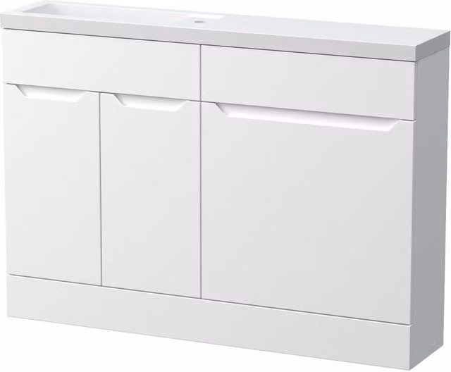 Balterley Teddesley Compact 2 Door Combination Vanity Basin and WC Unit, White, W: 120 cm, H: 81.5 cm – 1