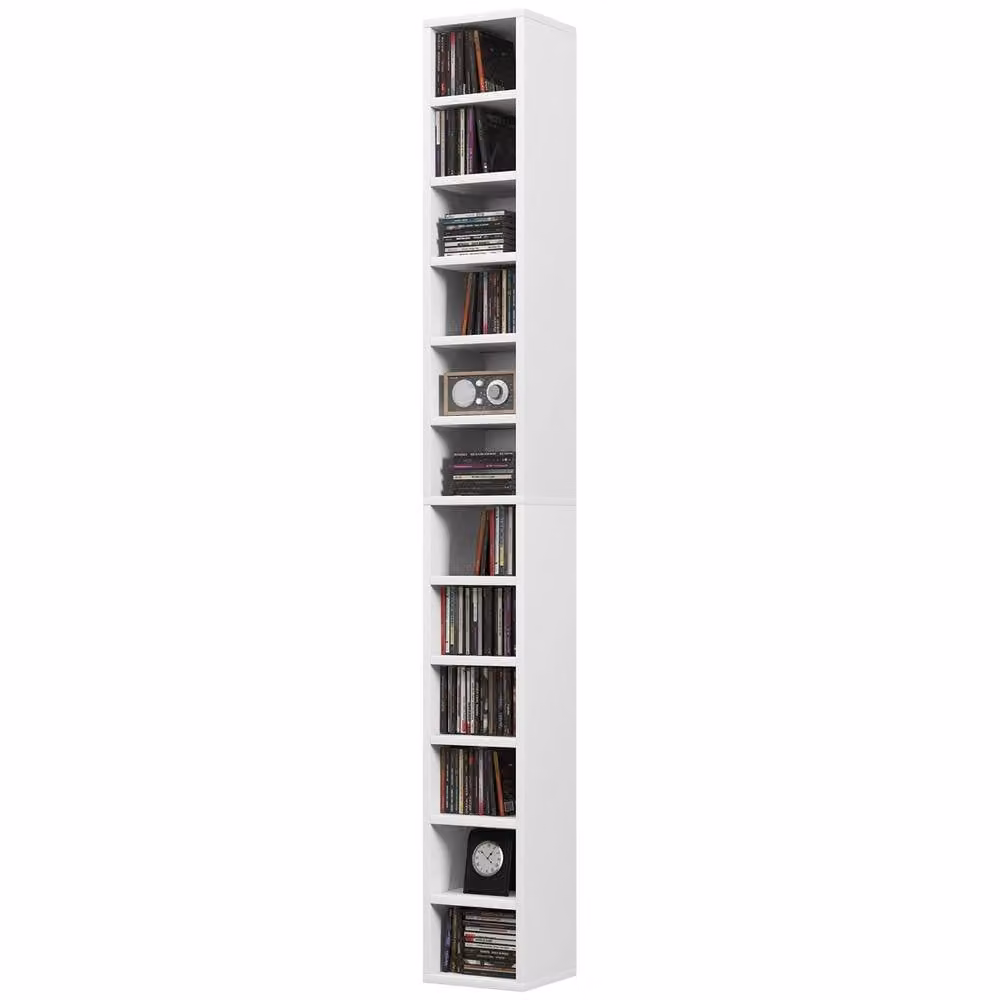 Rolipo 204 CD Tall Narrow Media Storage Tower in White – 2
