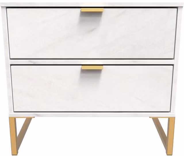 Ready Assembled 2 U Tamworth 2 Drawer Bedside Cabinet in Off-White
