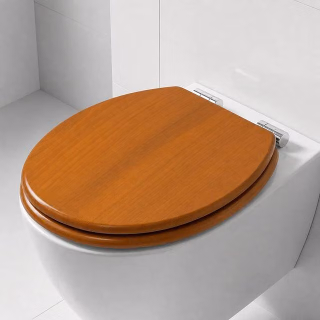 SINOBATH Universal Fit Oval Soft Close Toilet Seat with Quick Release in Brown MDF – 1