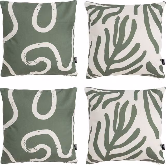 Icon Boho Down to Earth Print Outdoor Cushion Set of 4 in Neutral Beige, Yellow and Green