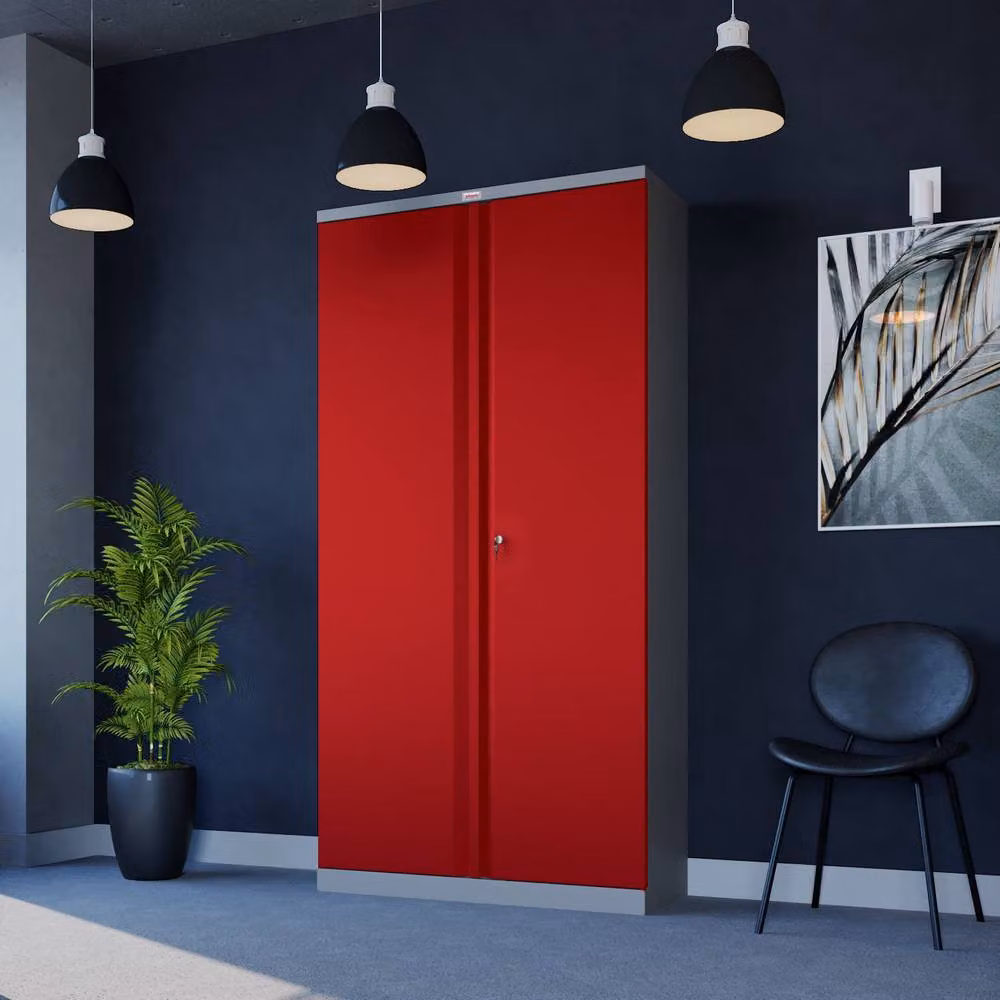 Phoenix Safe Company Steel Storage Cupboard in Grey and Red with Key Lock, SCL1891GRK, H 180 cm x W 100 cm – 4